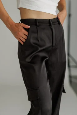 Fashion Karo Kauer Satin Pants Black