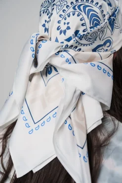 Sale Karo Kauer Silky Scarf Navy Sand