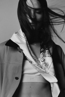 Sale Karo Kauer Silky Scarf Navy Sand