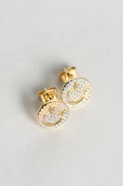 Hot Karo Kauer Smile Studs Sparkle Gold