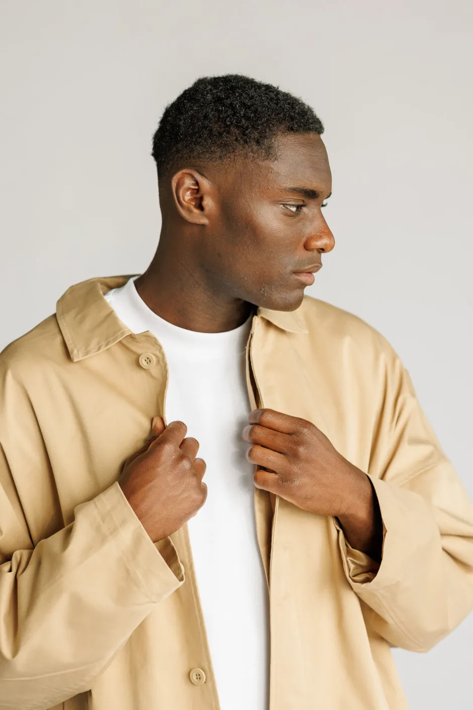 Fashion Karo Kauer Trenchcoat Beige