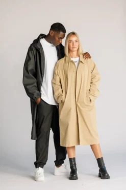 Fashion Karo Kauer Trenchcoat Beige