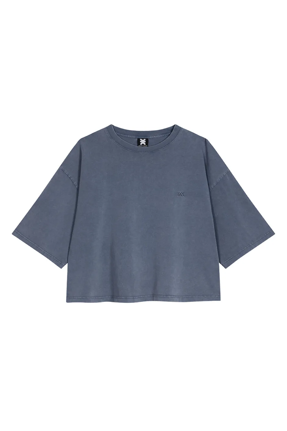 Fashion Karo Kauer T-Shirt Cropped Navy Blue