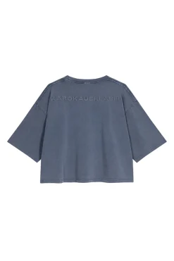 Fashion Karo Kauer T-Shirt Cropped Navy Blue