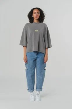 Discount Karo Kauer T-Shirt Cropped Washed Grey
