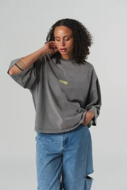 Discount Karo Kauer T-Shirt Cropped Washed Grey