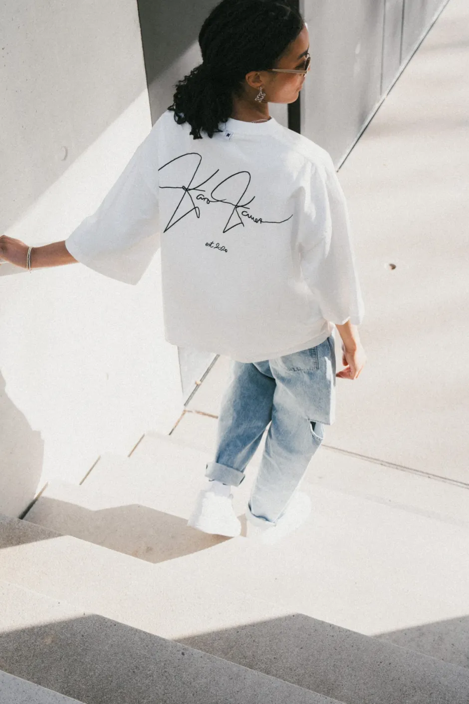 Fashion Karo Kauer T-Shirt Cropped White