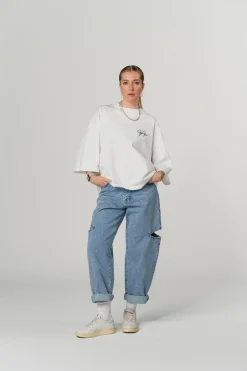 Fashion Karo Kauer T-Shirt Cropped White