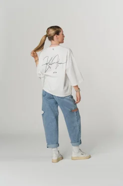 Fashion Karo Kauer T-Shirt Cropped White