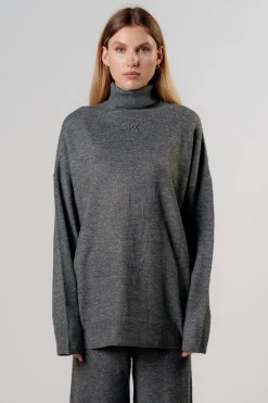 Discount Karo Kauer Turtleneck Knit Pullover Dark Grey