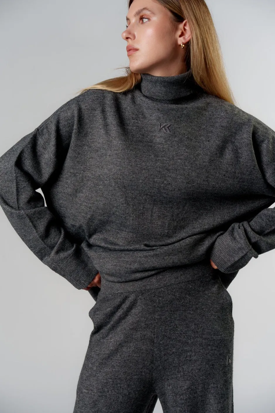 Discount Karo Kauer Turtleneck Knit Pullover Dark Grey
