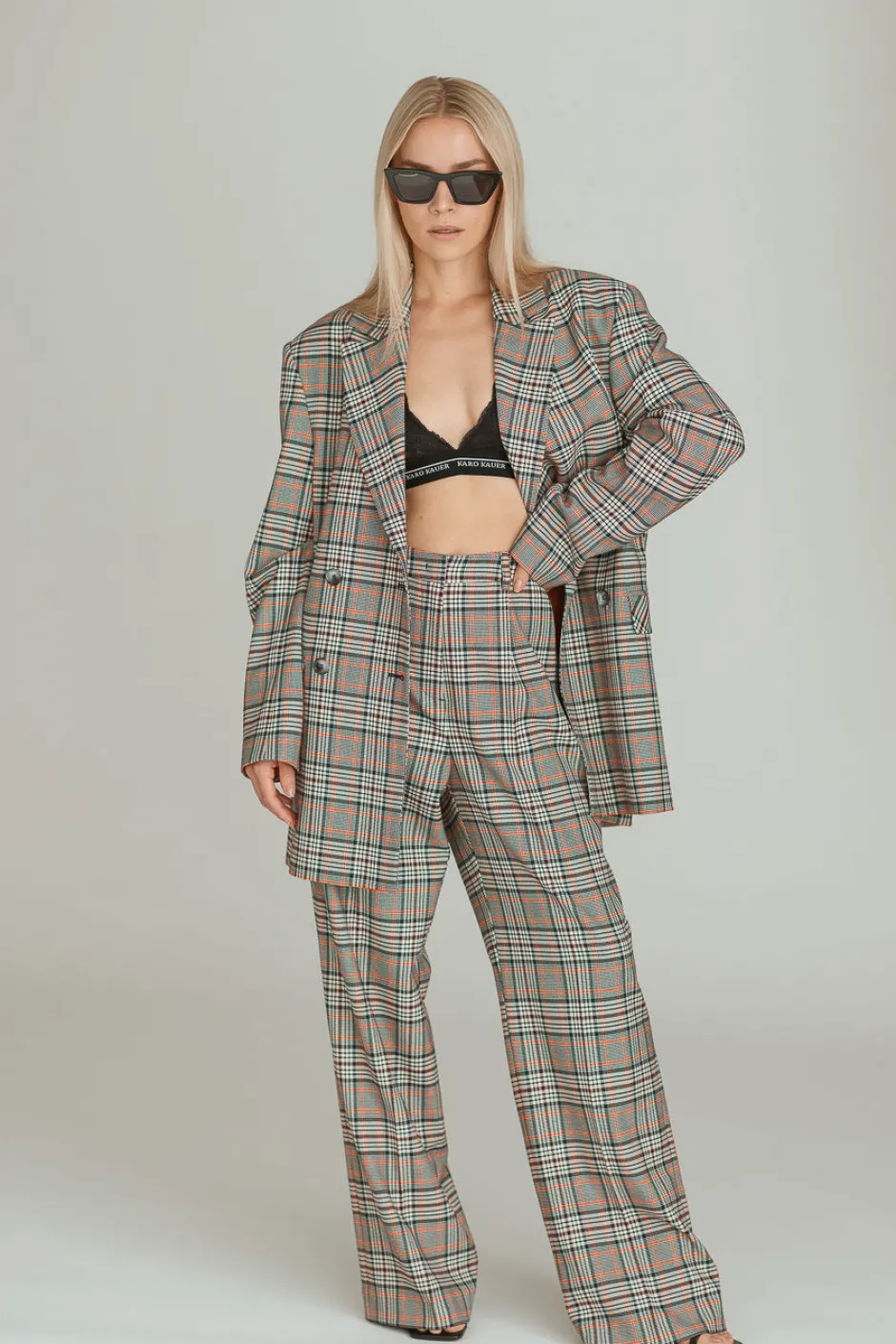 Discount Karo Kauer Wide Leg Pants Checkered