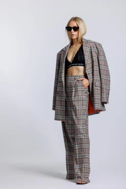 Discount Karo Kauer Wide Leg Pants Checkered