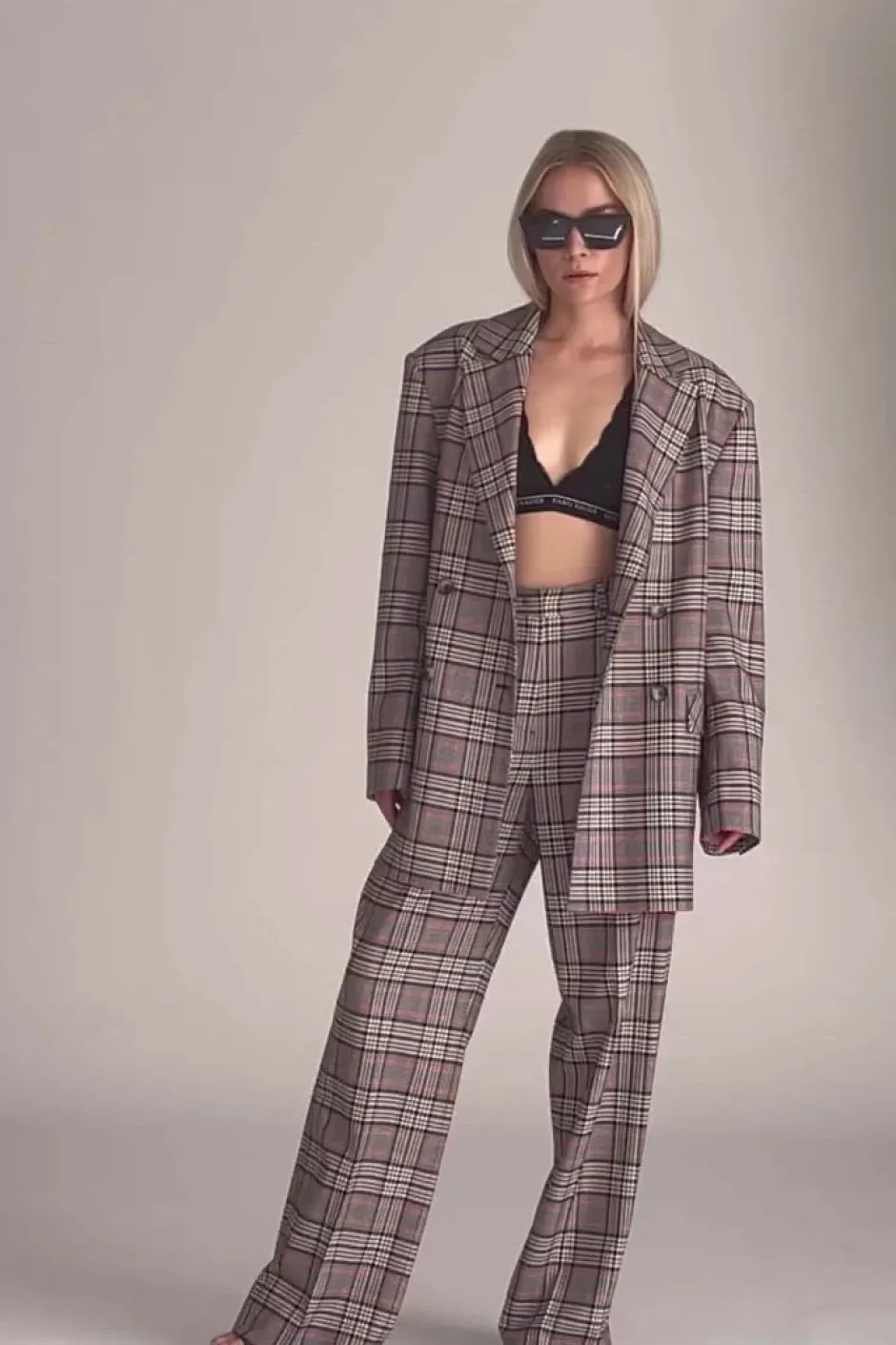 Discount Karo Kauer Wide Leg Pants Checkered