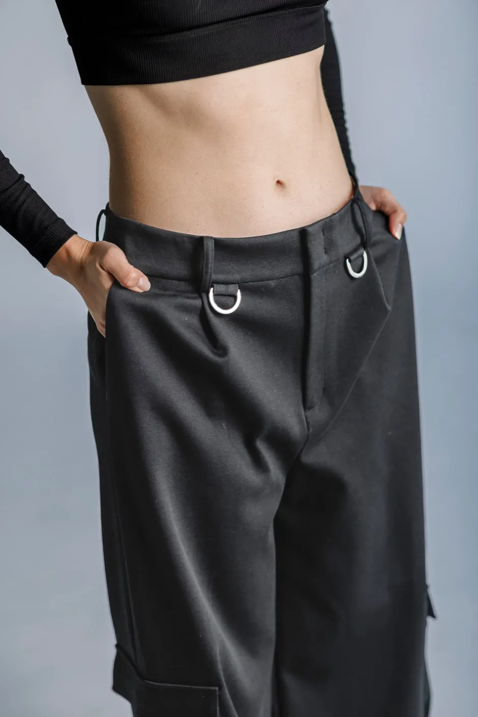 Outlet Karo Kauer Wide Leg Pants Dark Grey