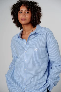 Clearance Karo Kauer Woven Blouse Striped Blue