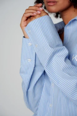 Clearance Karo Kauer Woven Blouse Striped Blue