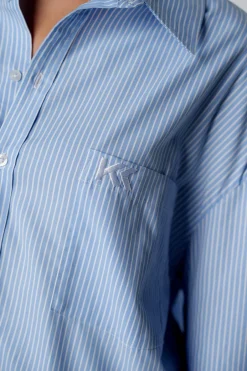 Clearance Karo Kauer Woven Blouse Striped Blue