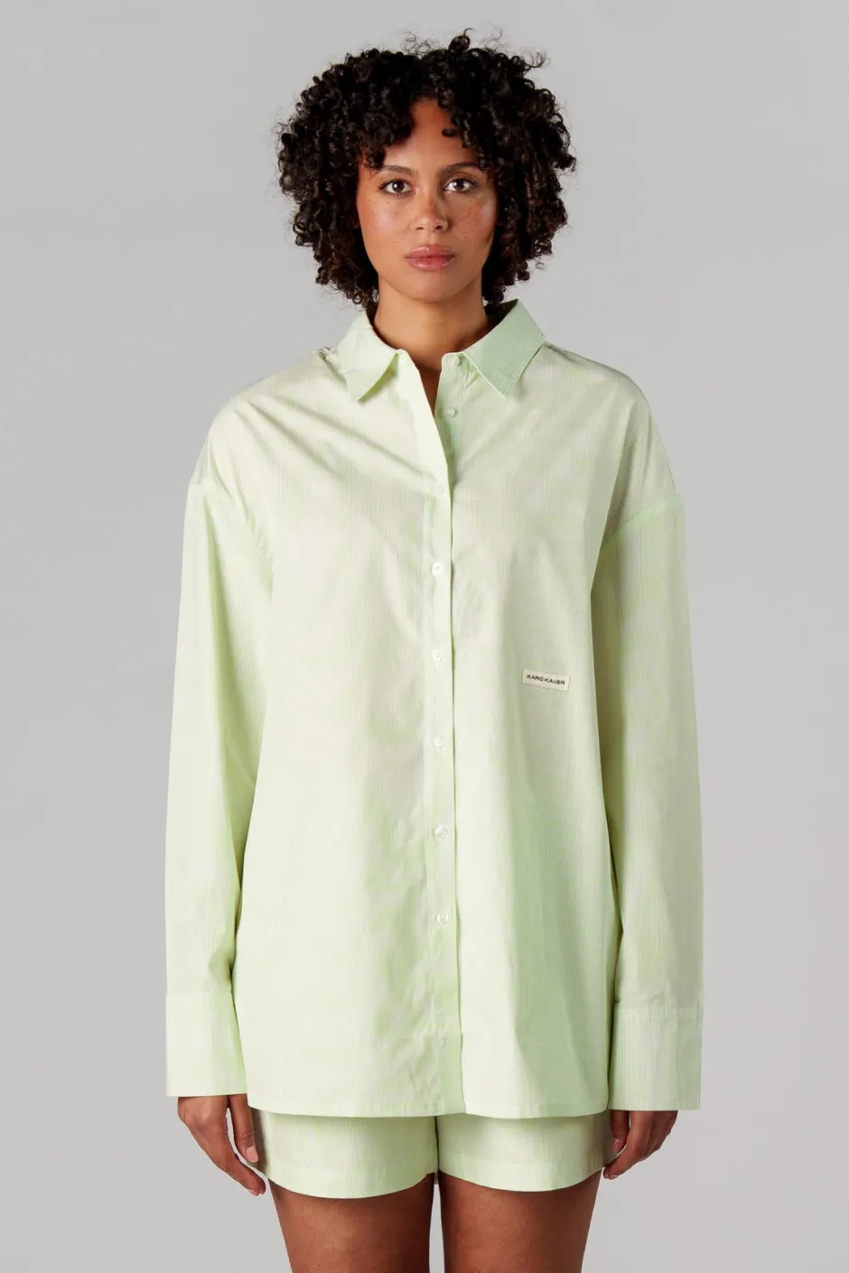 Discount Karo Kauer Woven Blouse Striped Matcha