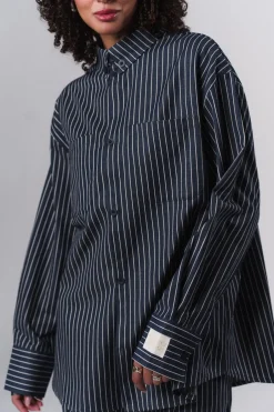 Sale Karo Kauer Woven Blouse Striped Navy