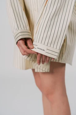 Outlet Karo Kauer Woven Blouse Striped white