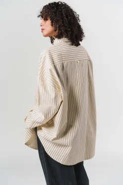 Outlet Karo Kauer Woven Blouse Striped white