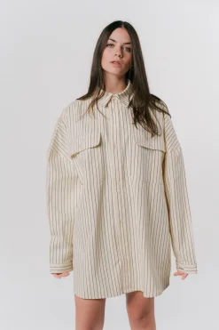 Outlet Karo Kauer Woven Blouse Striped white