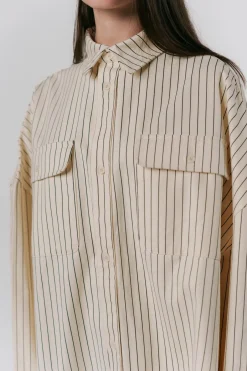 Outlet Karo Kauer Woven Blouse Striped white