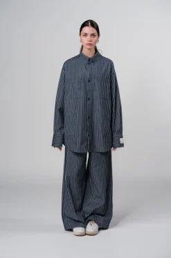 Clearance Karo Kauer Woven Pants Striped Navy