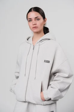 Online Karo Kauer Zipped Hoodie Light Grey